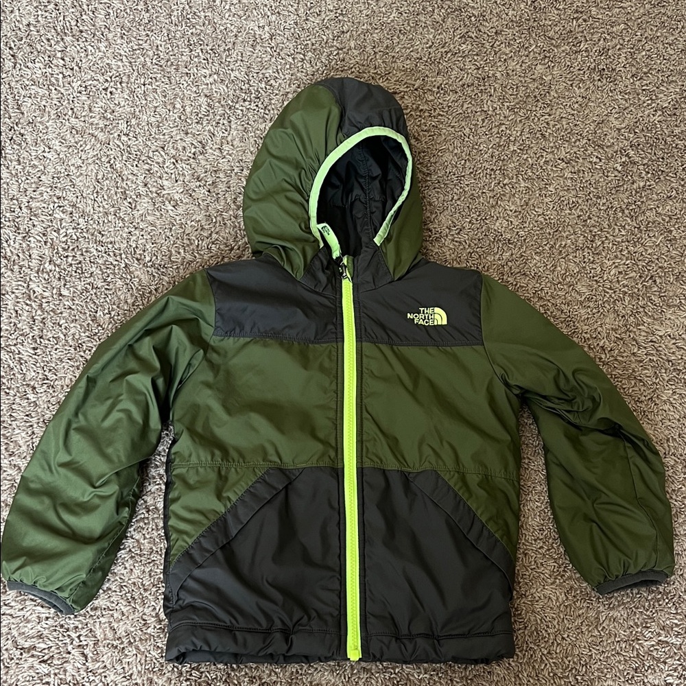 The North Face Olive and Black Kids' Reversible Jacket -4T